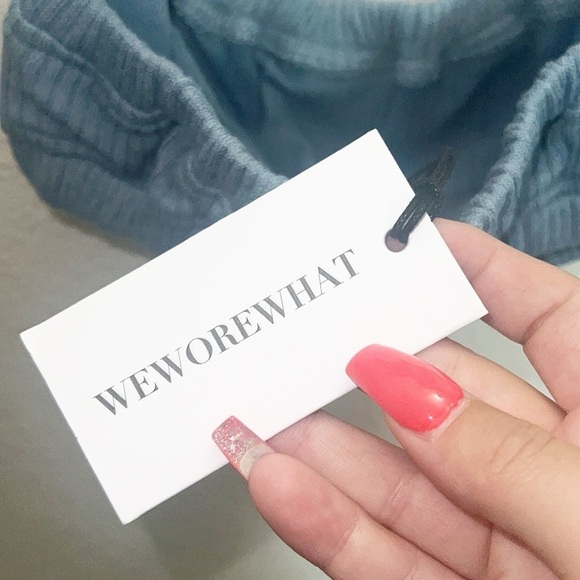 WeWoreWhat Blue New Without Tag Tie Halter Ribbed Bra Top - Picture 6 of 10